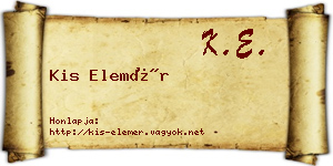 Kis Elemér névjegykártya